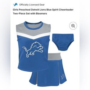 Girls size small 4 Preschool Detroit Lions Blue Spirit Cheerleader Set like new